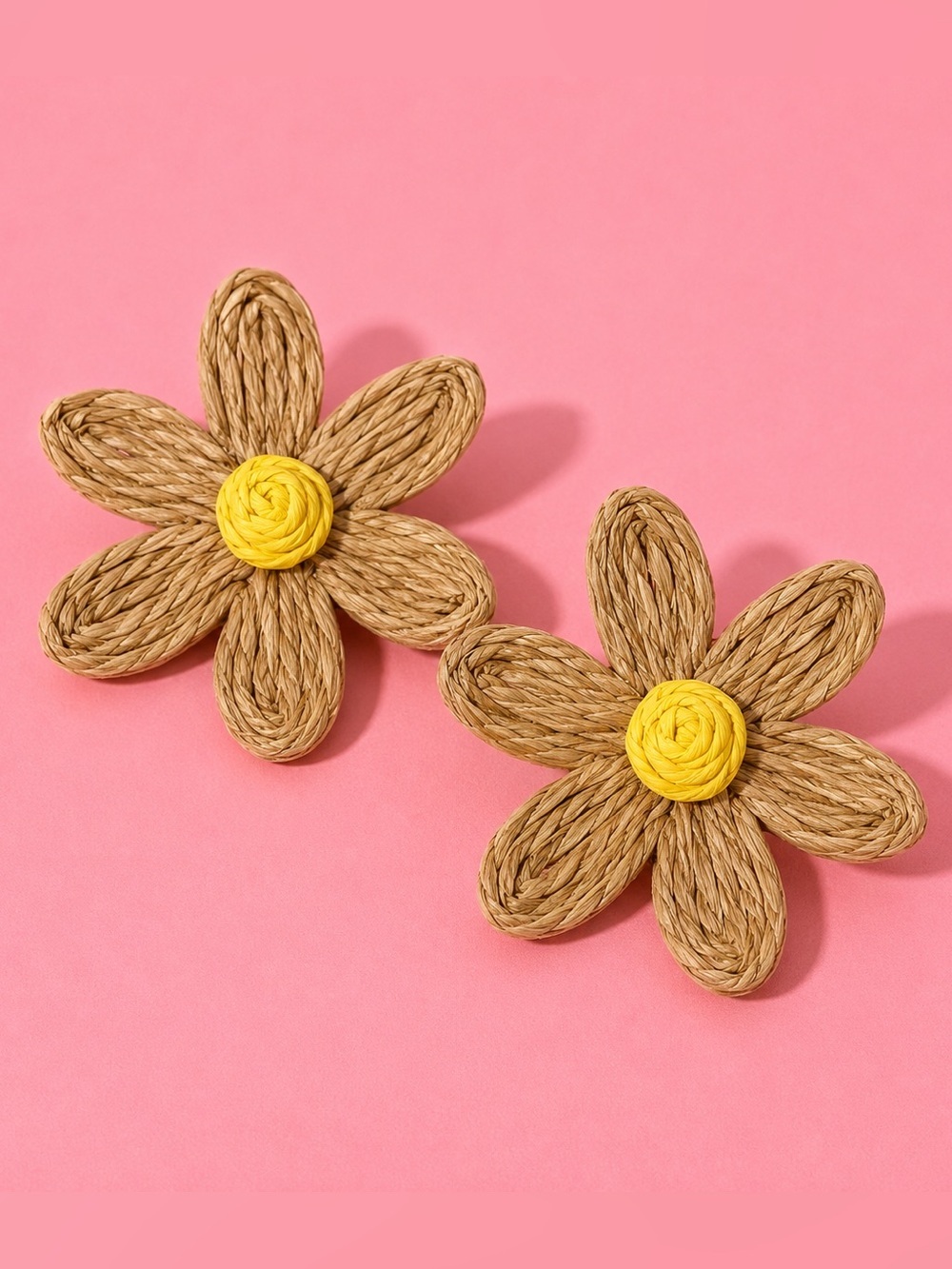 Sand Sky Boho Raffia Flower Earrings